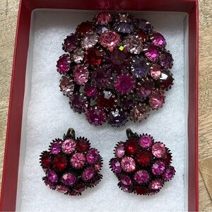 SCHRAGER Vintage Brooch & Clip Earrings Set